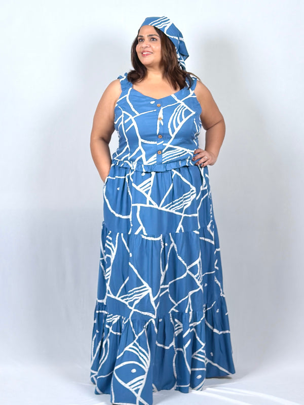 Coastal Charm Dress with Bandana