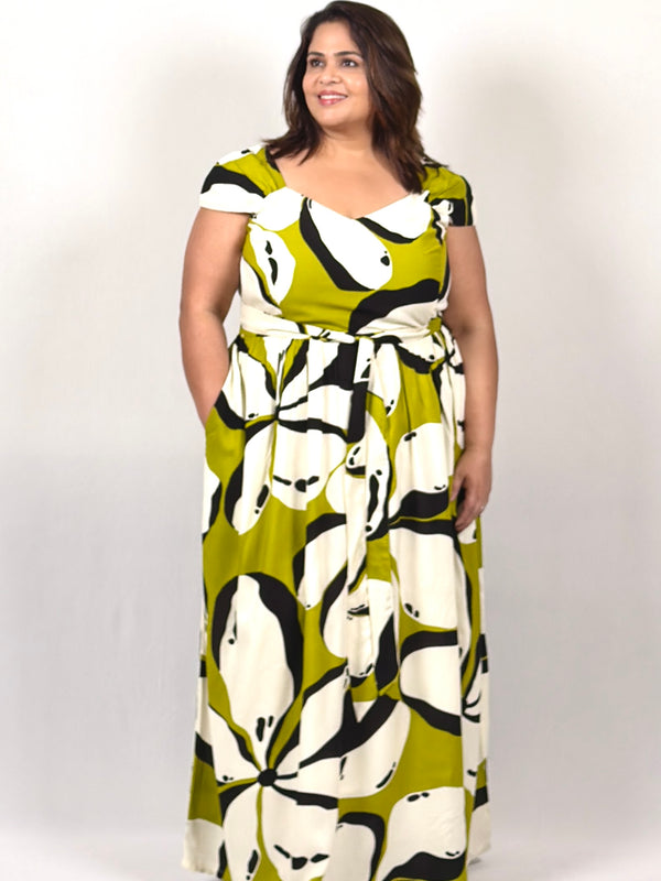 Olive Bloom Maxi Dress