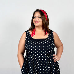 Twilight Polka Dot Dress with Red Polka Dot Scarf