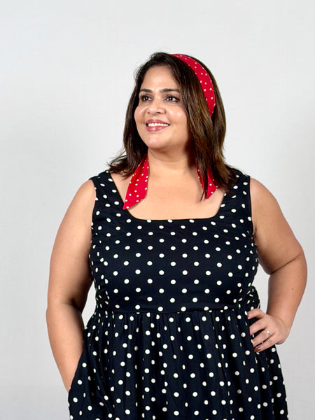 Twilight Polka Dot Dress with Red Polka Dot Scarf