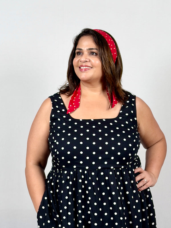 Twilight Polka Dot Dress with Red Polka Dot Scarf
