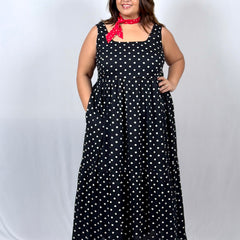 Twilight Polka Dot Dress with Red Polka Dot Scarf