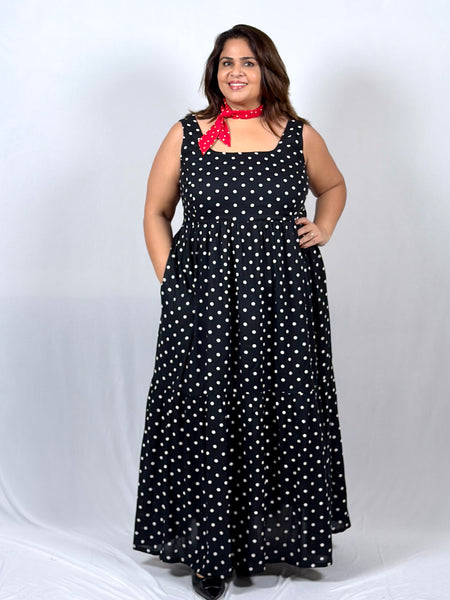 Twilight Polka Dot Dress with Red Polka Dot Scarf