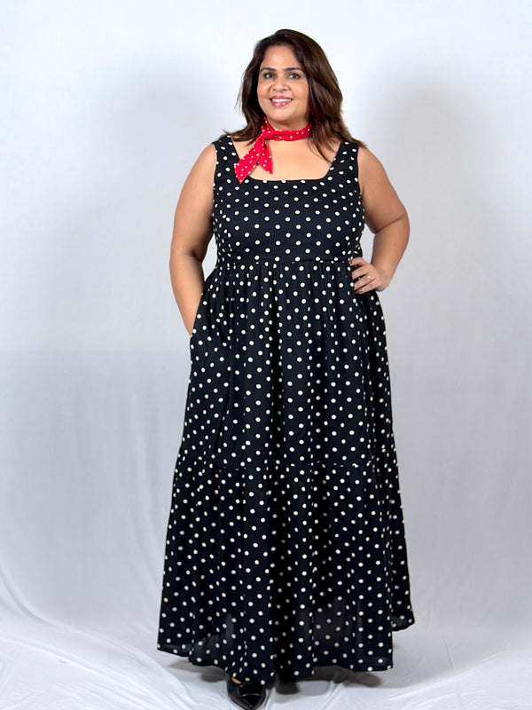 Twilight Polka Dot Dress with Red Polka Dot Scarf