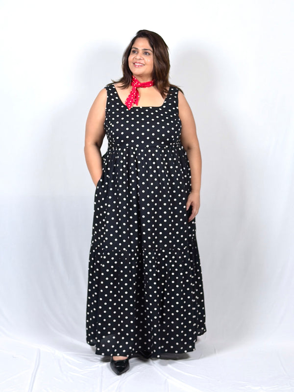 Twilight Polka Dot Dress with Red Polka Dot Scarf