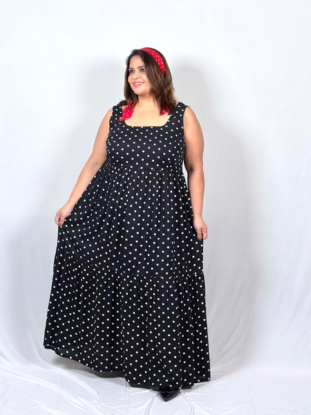 Twilight Polka Dot Dress with Red Polka Dot Scarf