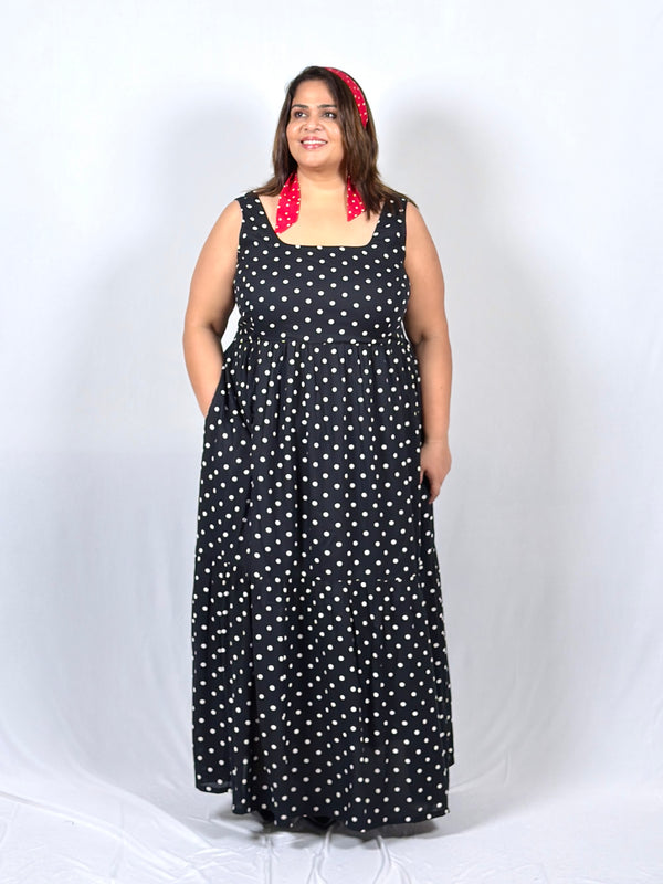 Twilight Polka Dot Dress with Red Polka Dot Scarf